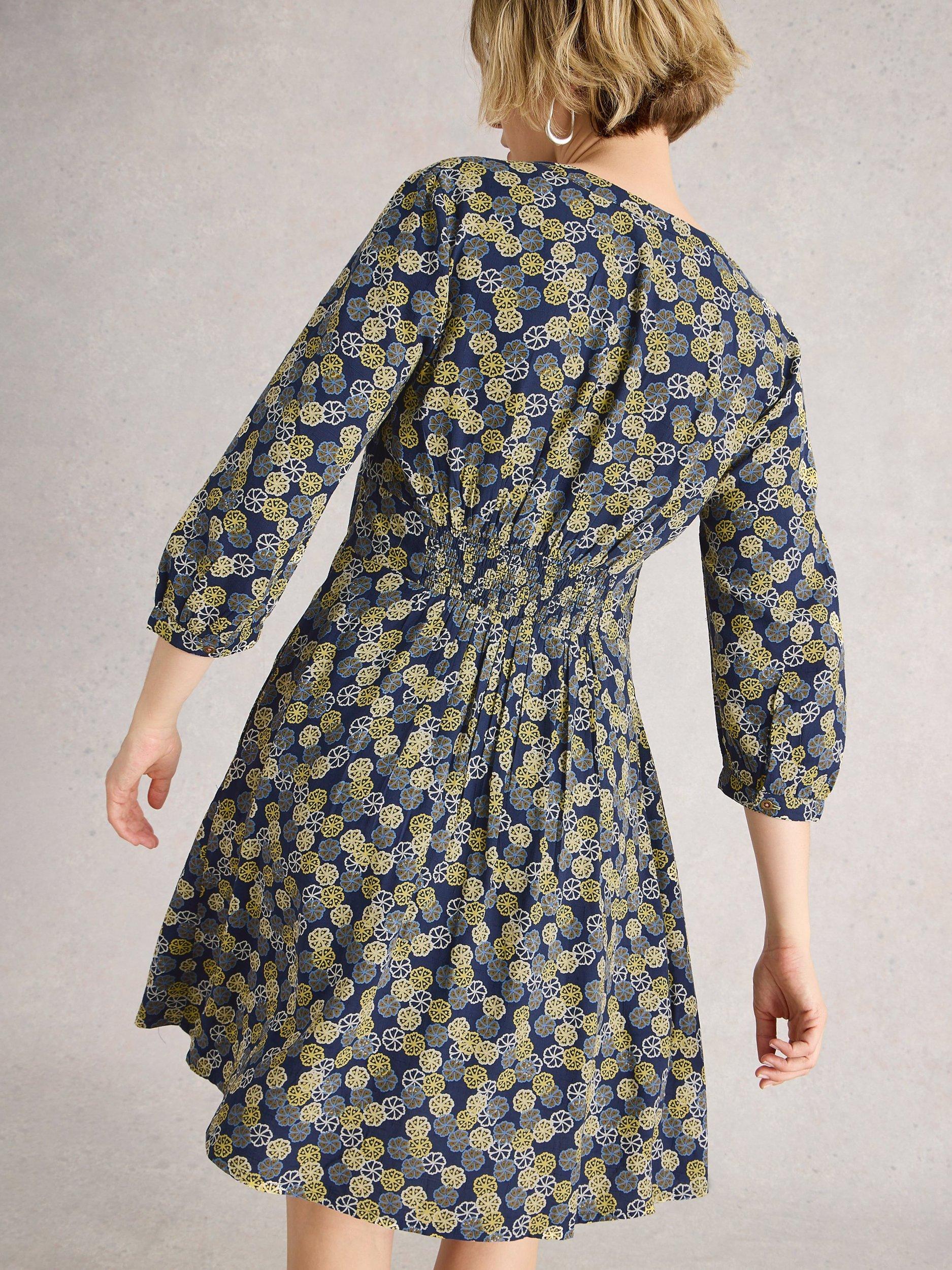 Product image 2 of 6, which shows White Stuff Frances Floral V-Neck Dress, Navy/Multi, 8