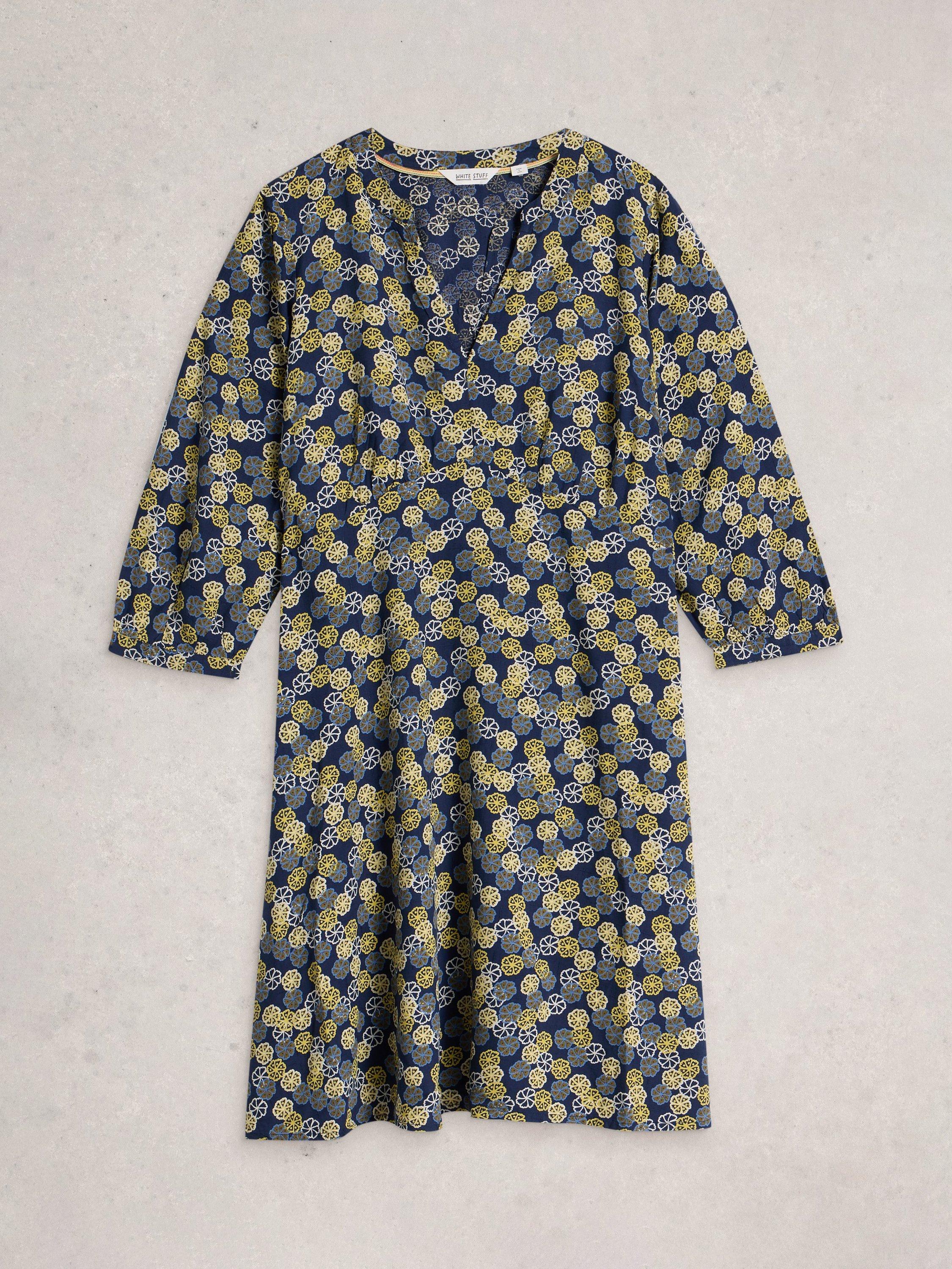 Product image 5 of 6, which shows White Stuff Frances Floral V-Neck Dress, Navy/Multi, 8