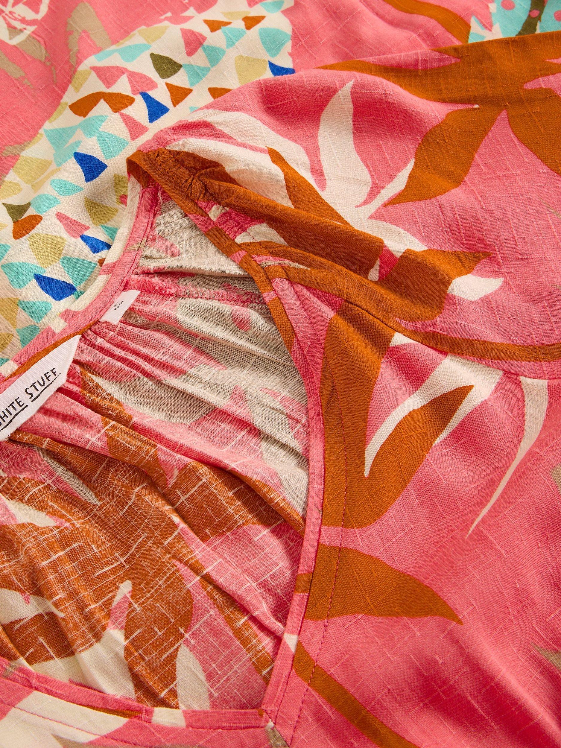 Product image 6 of 6, which shows White Stuff Imogen Floral V Neck Midi Dress, Pink/Multi, 6