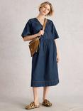 White Stuff Leo Denim Flared Midi Dress, Dk Denim