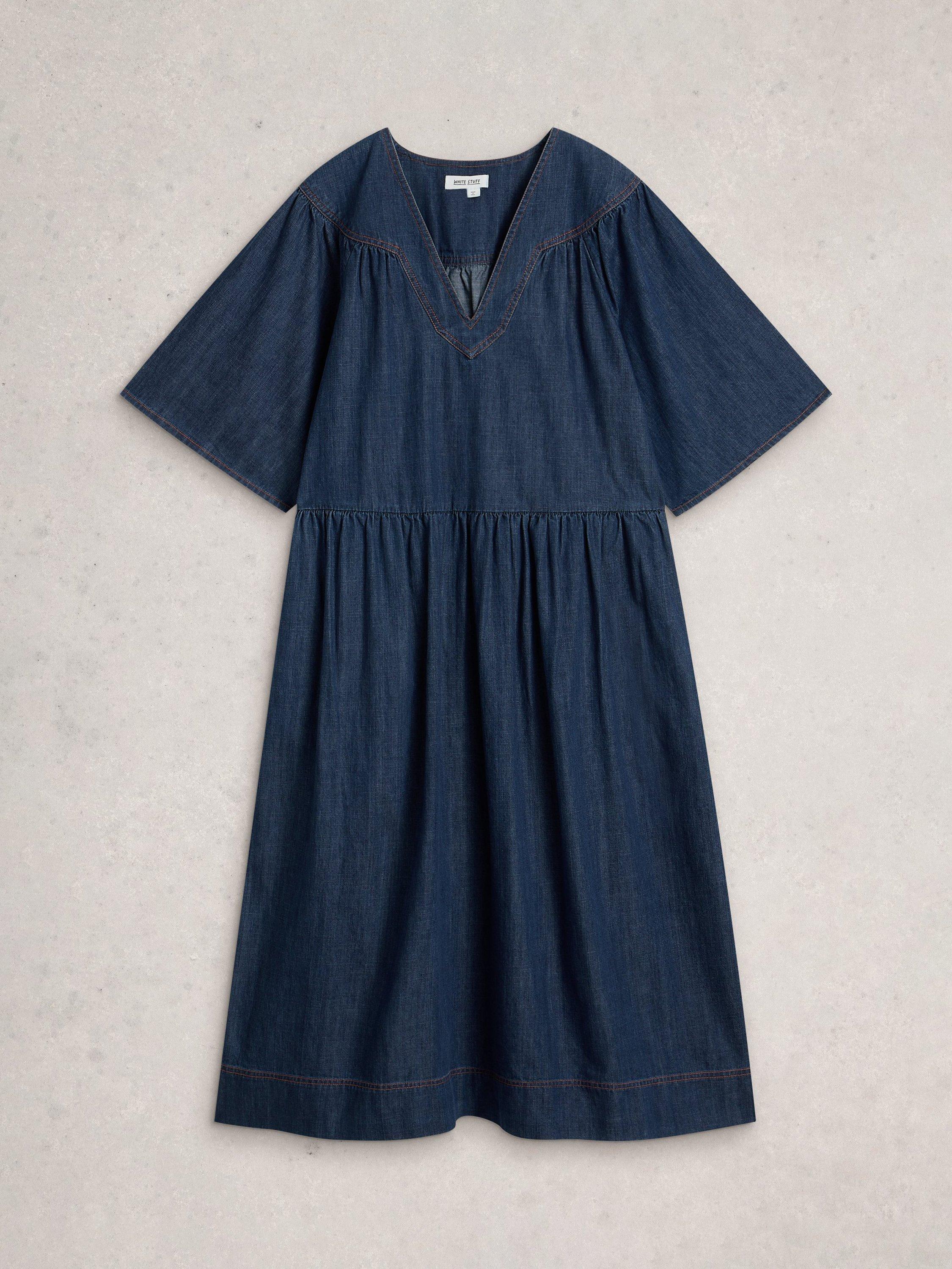 Product image 5 of 6, which shows White Stuff Leo Denim Flared Midi Dress, Dk Denim, 8