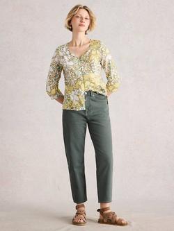 White Stuff Tilly Organic Cotton Rich Tapered Jeans, Mid Green