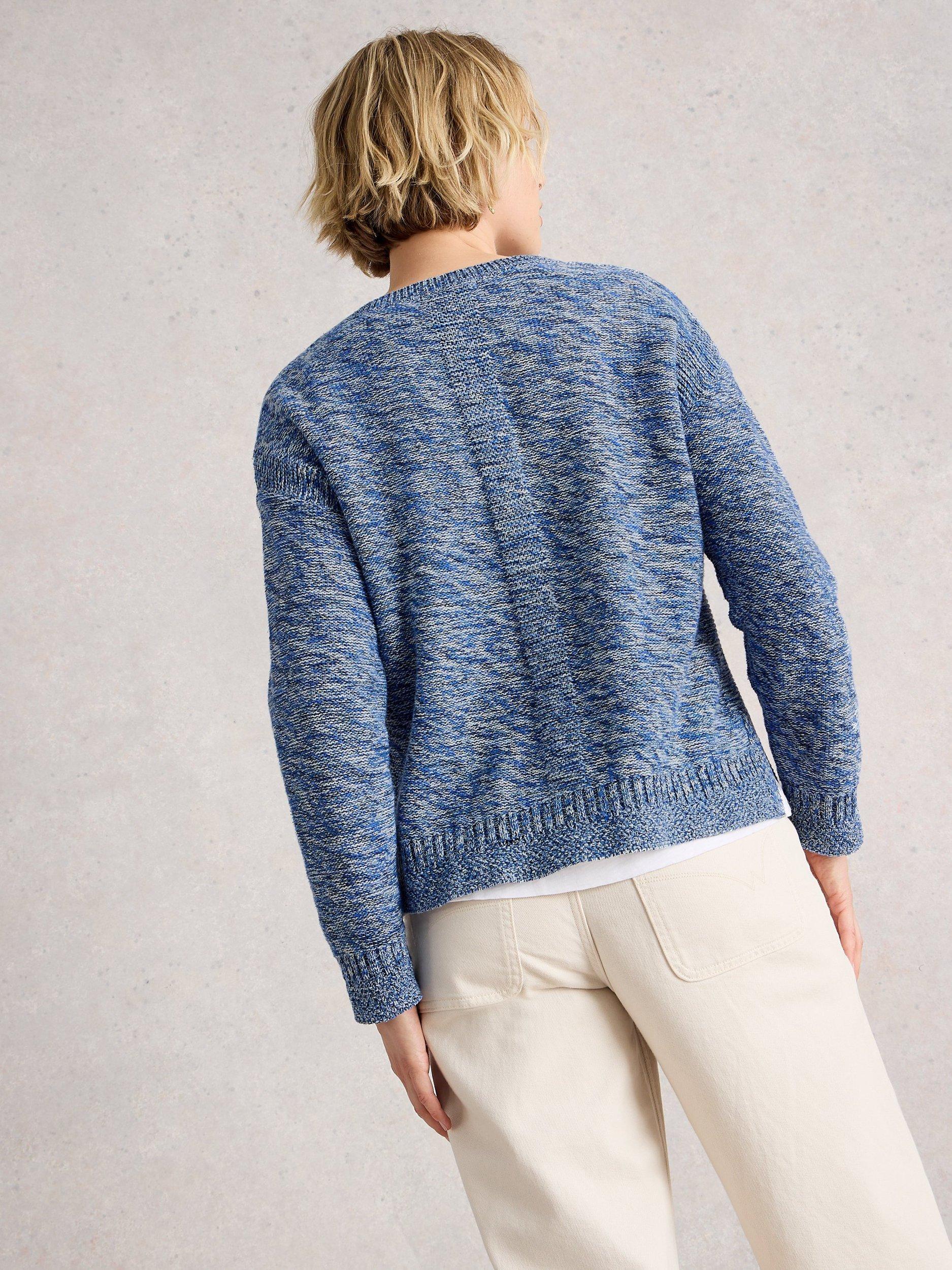 Product image 2 of 6, which shows White Stuff Victoria Textured Knit Jumper, Blue/Multi, 12