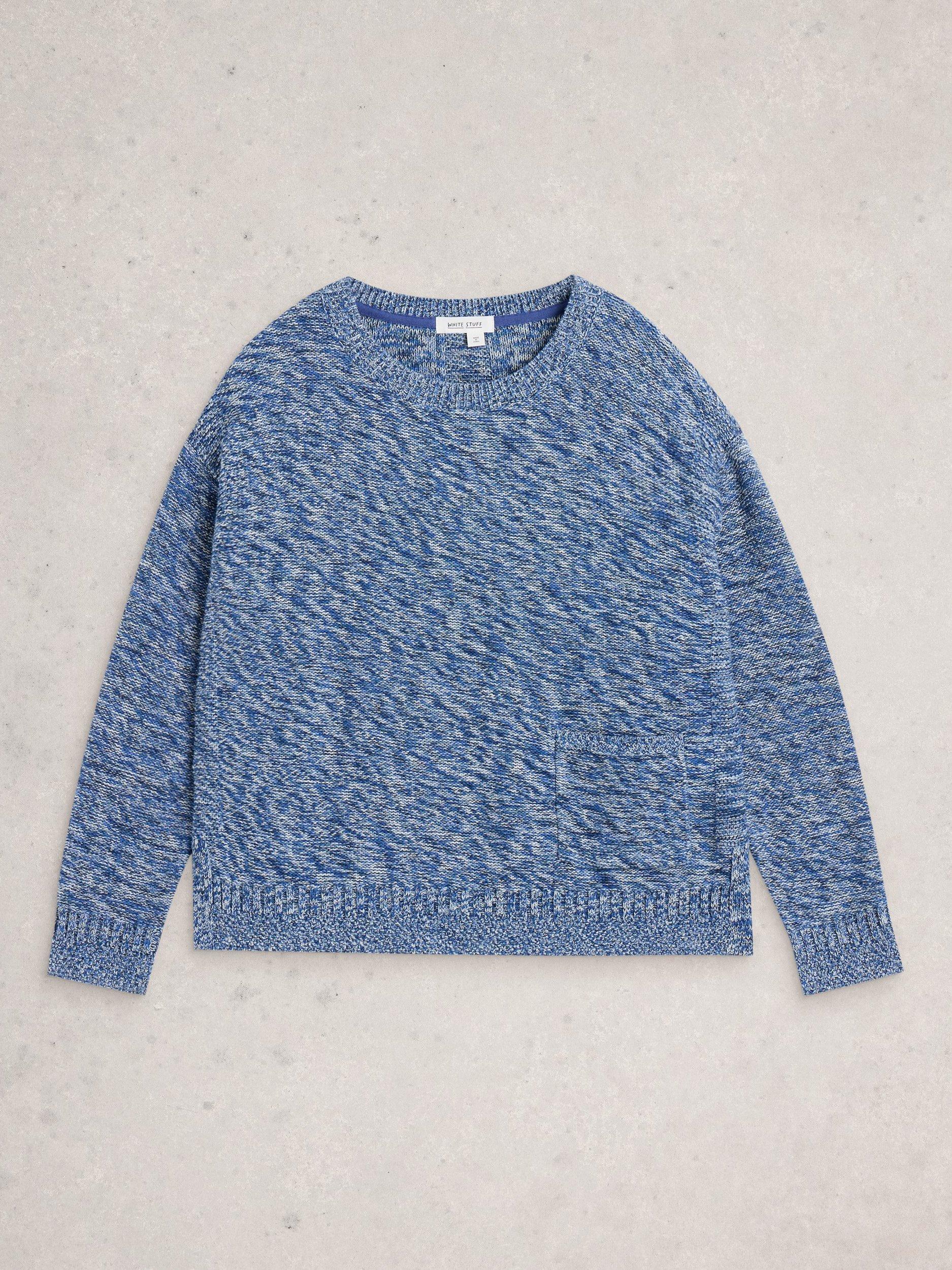 Product image 5 of 6, which shows White Stuff Victoria Textured Knit Jumper, Blue/Multi, 12