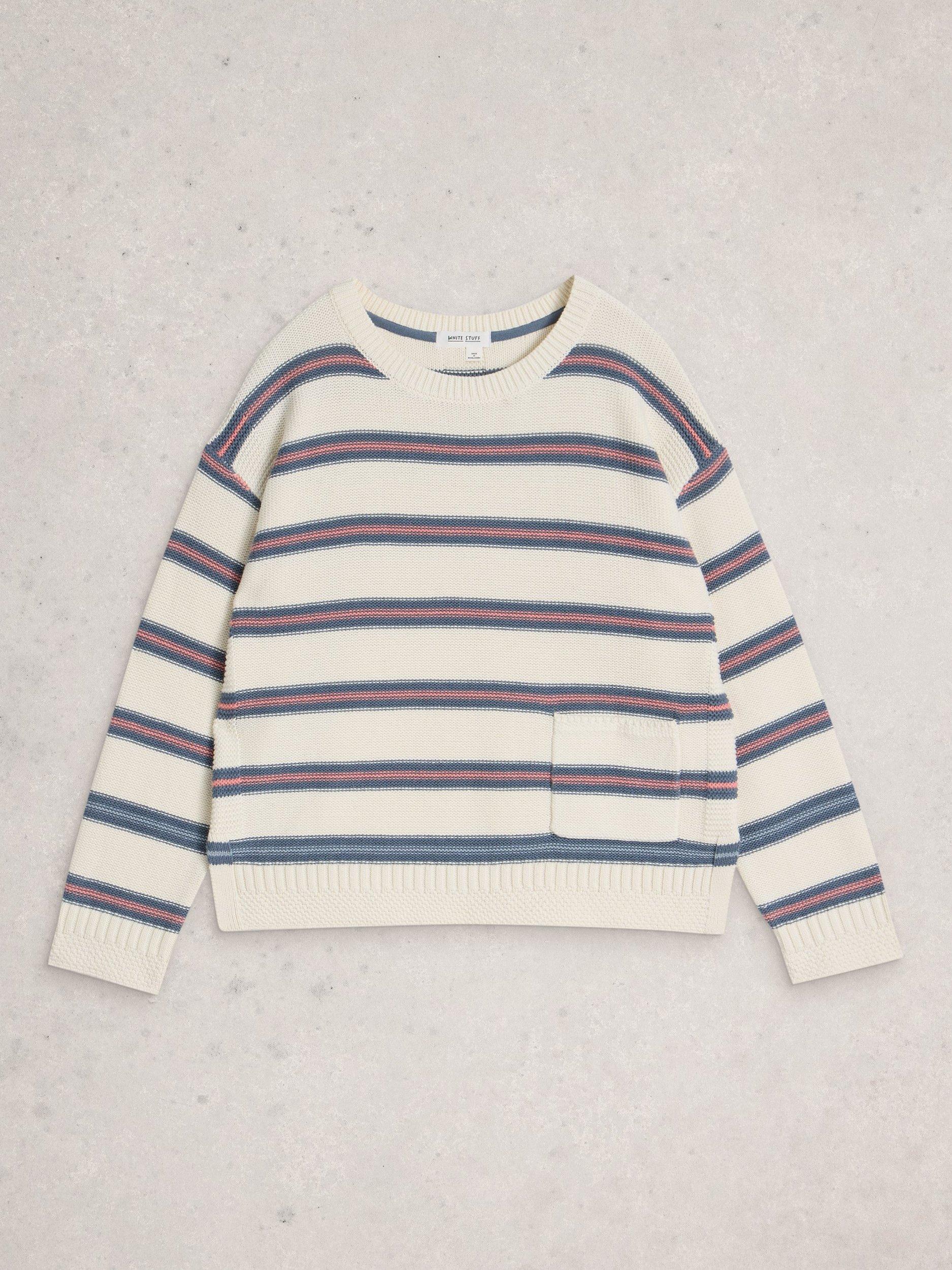Product image 5 of 6, which shows White Stuff Victoria Stripe Jumper, Ivory/Multi, 8