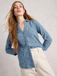White Stuff Annie Embroidered Shirt, Mid Blue