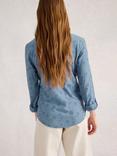 White Stuff Annie Embroidered Shirt, Mid Blue