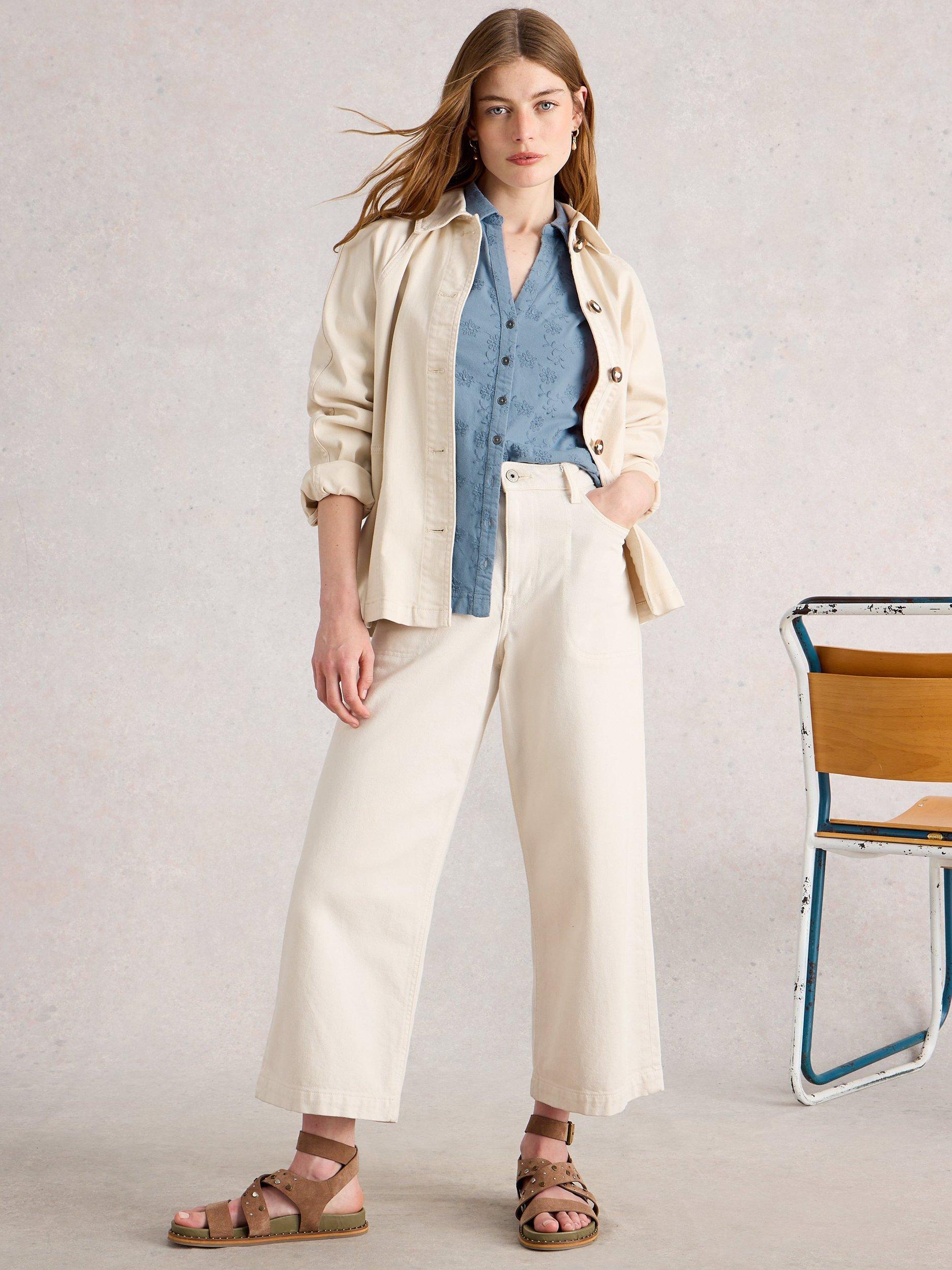 Product image 4 of 6, which shows White Stuff Annie Embroidered Shirt, Mid Blue, 6