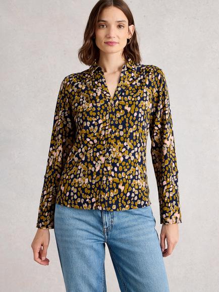White Stuff Annie Cotton Shirt, Yellow/Multi