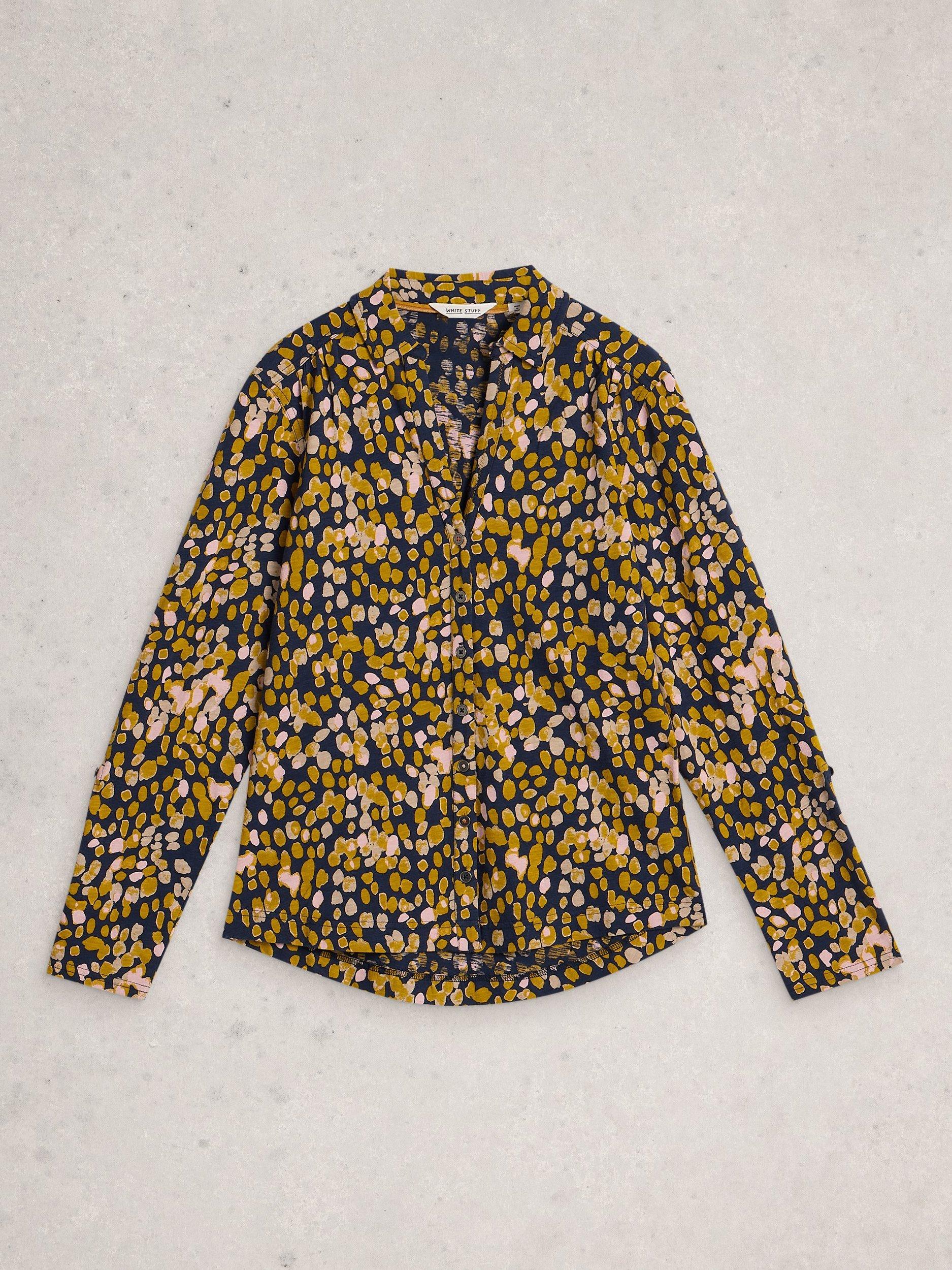 Product image 5 of 6, which shows White Stuff Annie Cotton Shirt, Yellow/Multi, 6