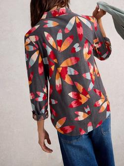 White Stuff Annie Floral Jersey Shirt, Grey/Multi - view 2, Grey/Multi