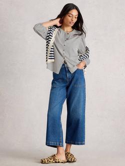 White Stuff Stripe Balloon Sleeve Shirt, White/Multi, White/Multi