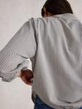 White Stuff Stripe Balloon Sleeve Shirt, White/Multi