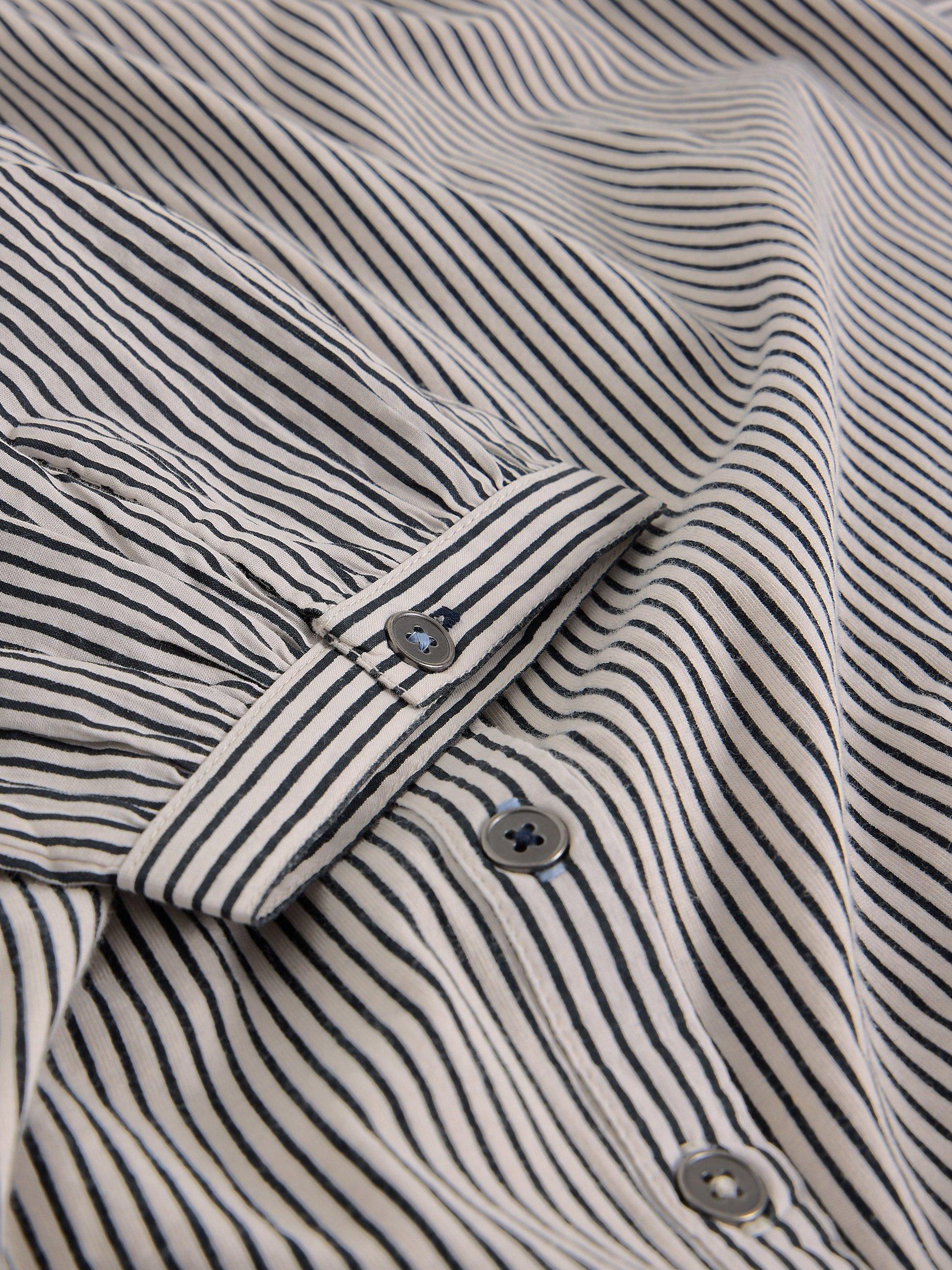 Product image 6 of 6, which shows White Stuff Stripe Balloon Sleeve Shirt, White/Multi, 20