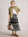 White Stuff Abigail Abstract Print Flared Midi Skirt