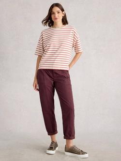 White Stuff Thea Organic Cotton Cargo Trousers, Dk Plum, Dk Plum