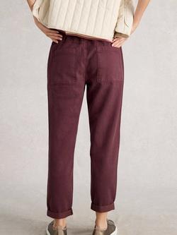 White Stuff Thea Organic Cotton Cargo Trousers, Dk Plum - view 2, Dk Plum