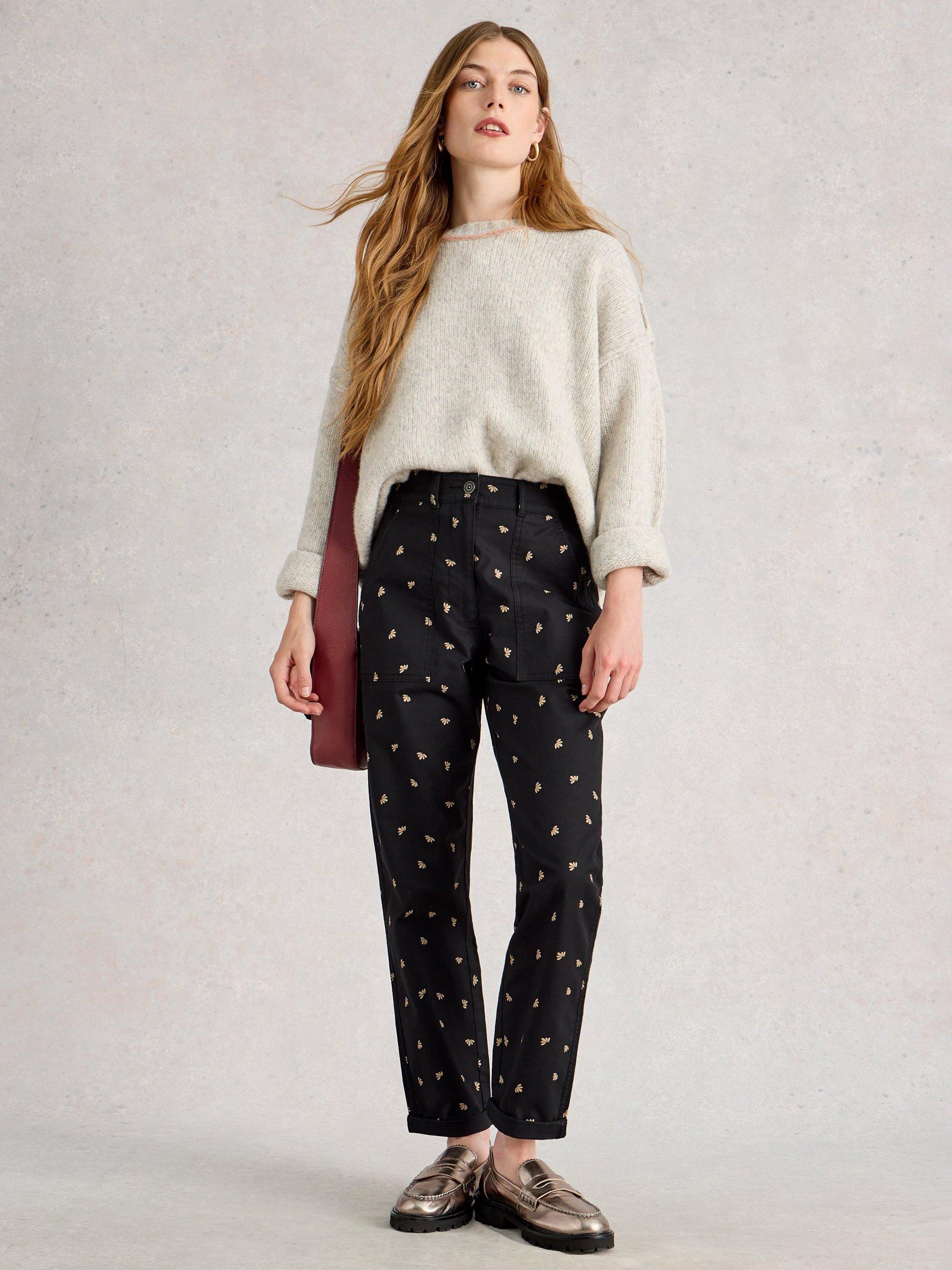 Product image 1 of 6, which shows White Stuff Abstract Twister Chinos, Black, 6S