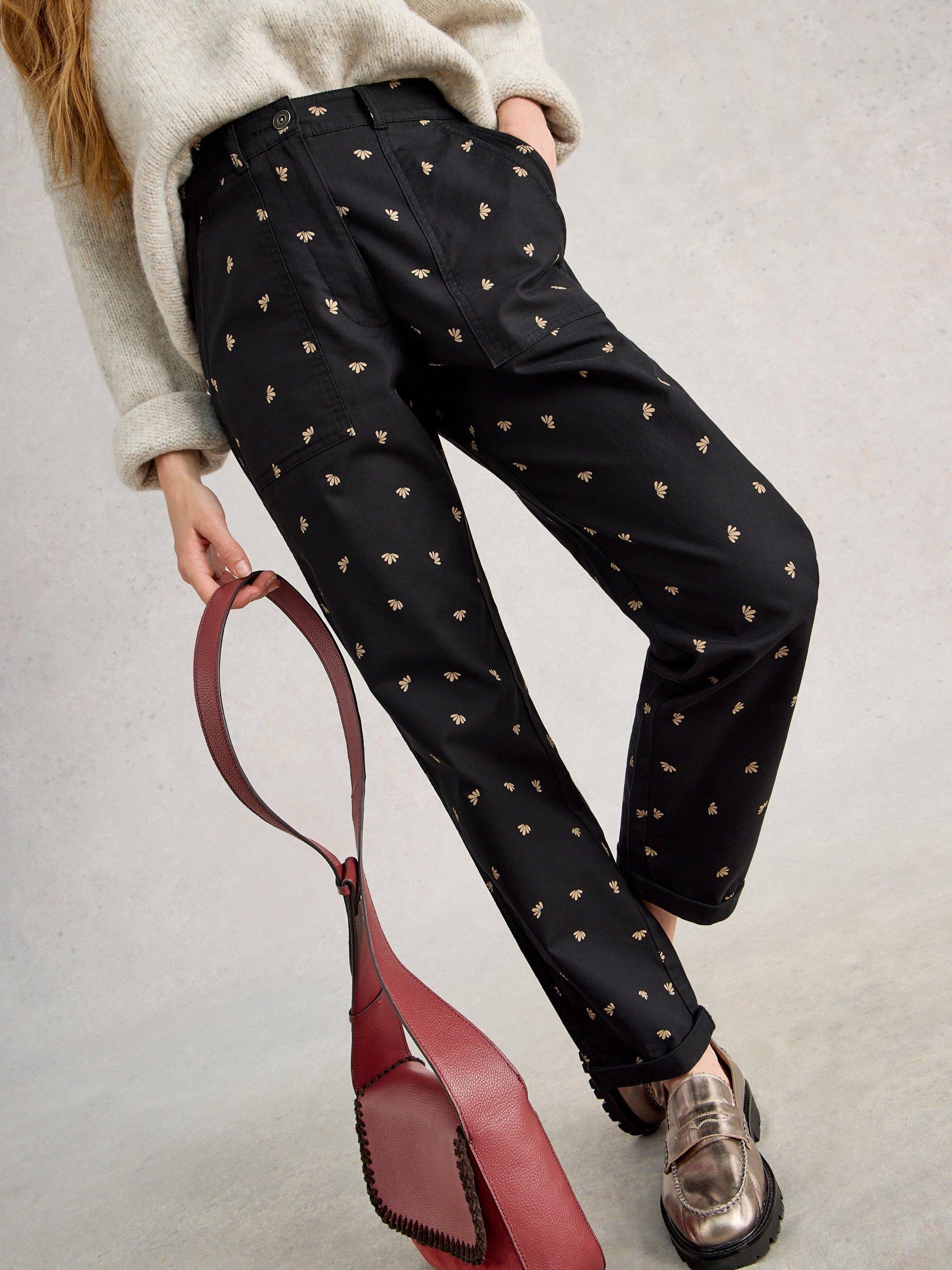 Product image 4 of 6, which shows White Stuff Abstract Twister Chinos, Black, 6S