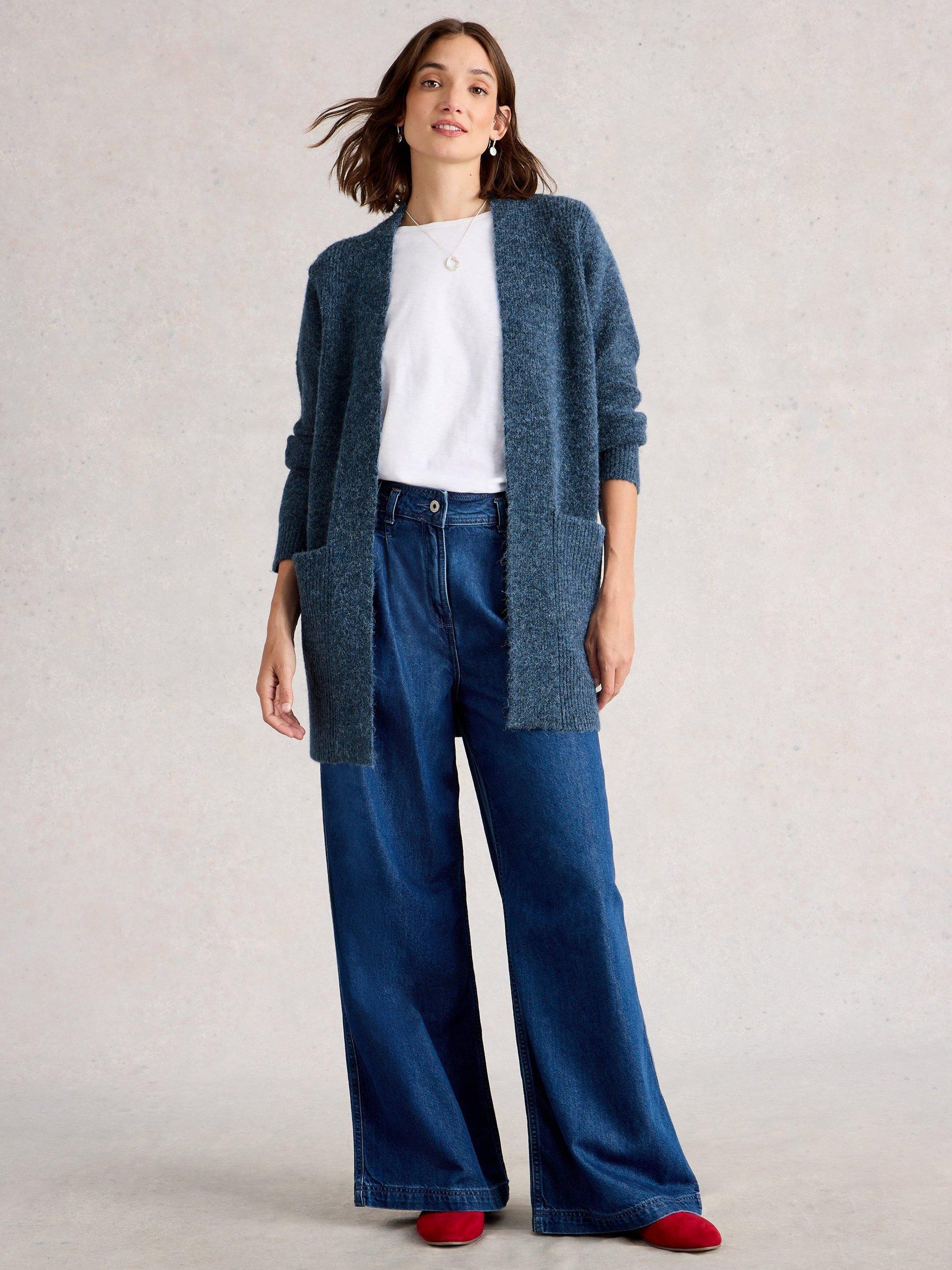 Product image 1 of 6, which shows White Stuff Erin Longline Cardigan, Dk Blue, S