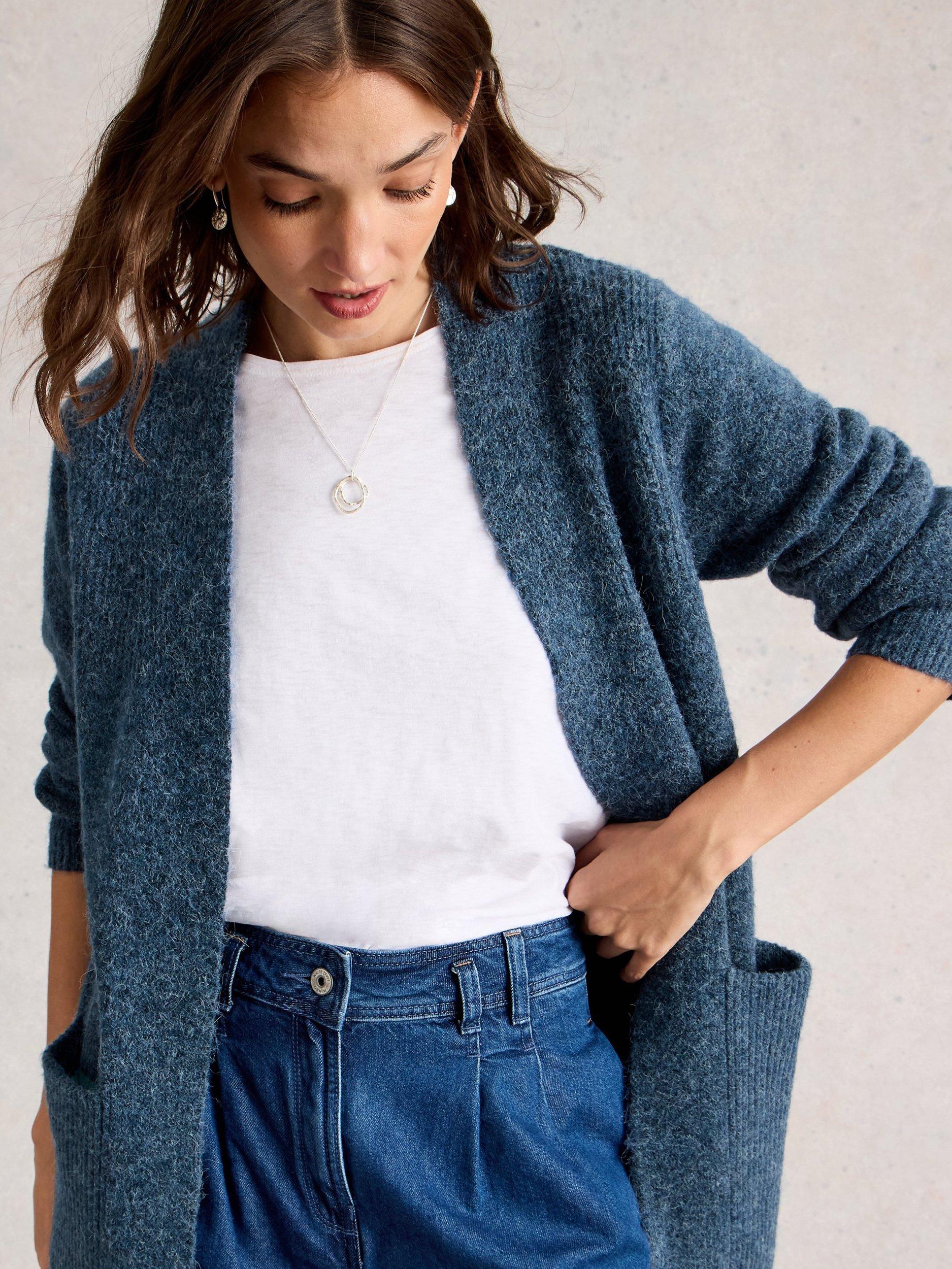 Product image 3 of 6, which shows White Stuff Erin Longline Cardigan, Dk Blue, S