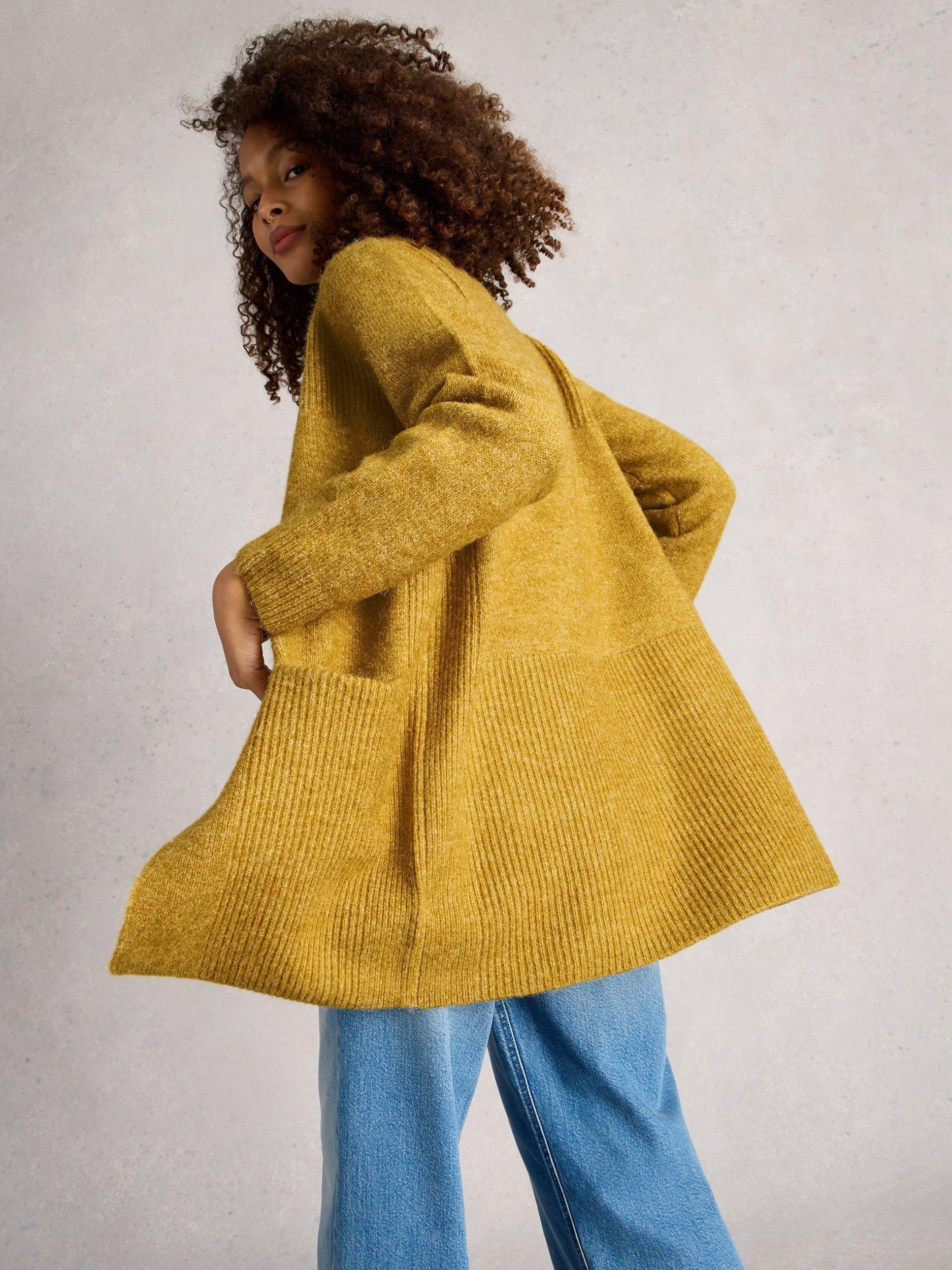 Product image 4 of 6, which shows White Stuff Erin Longline Cardigan, Yellow, S