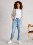 White Stuff Erin Colour Block Open Neck Cardigan, Natural/Multi