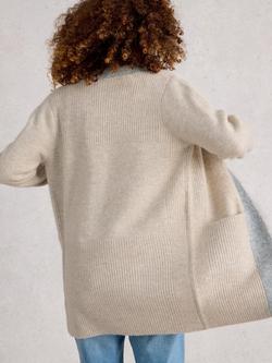 White Stuff Erin Colour Block Open Neck Cardigan, Natural/Multi - view 2, Natural/Multi