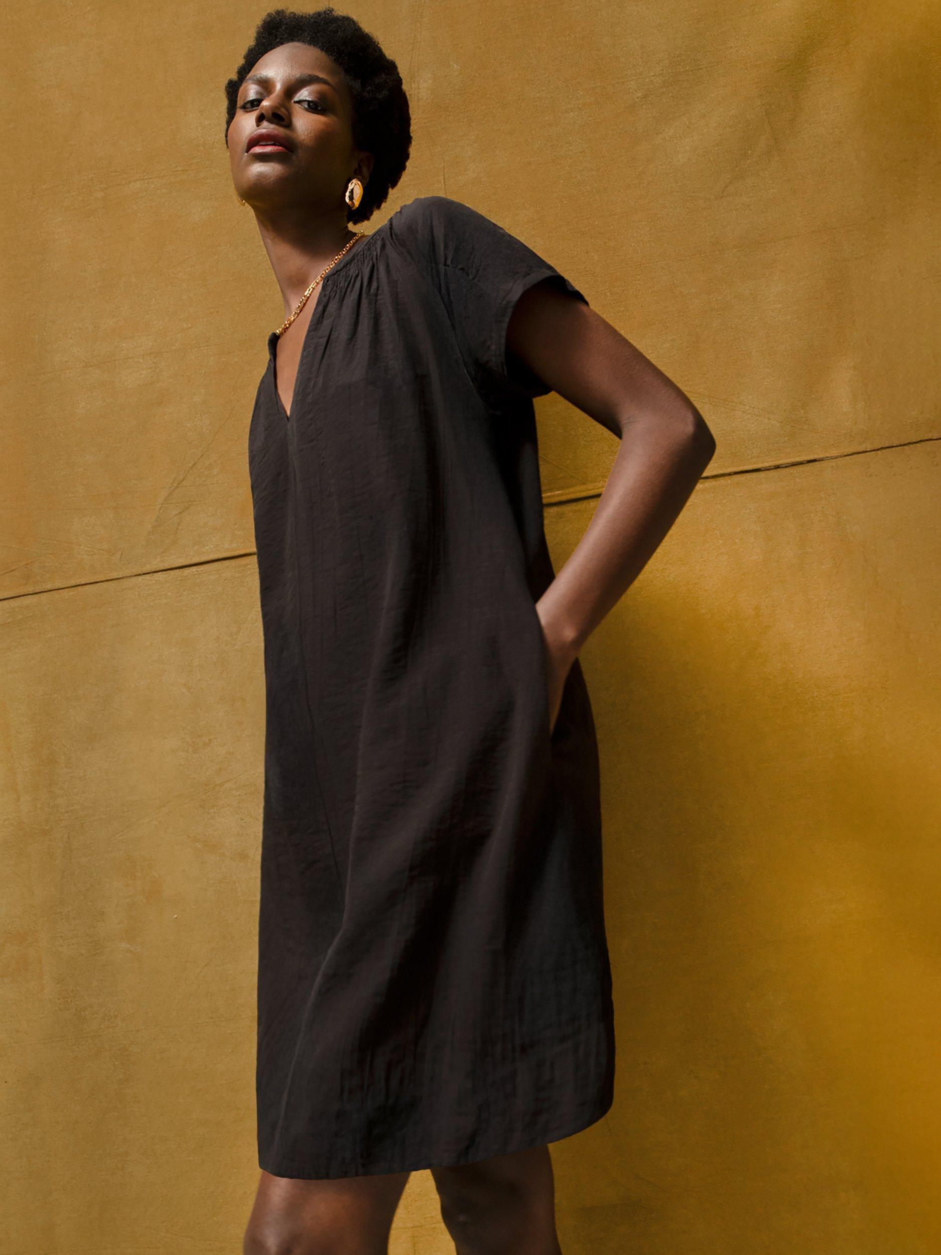 Product image 3 of 6, which shows Ro&Zo Gathered Neck Mini Dress, Black, 8