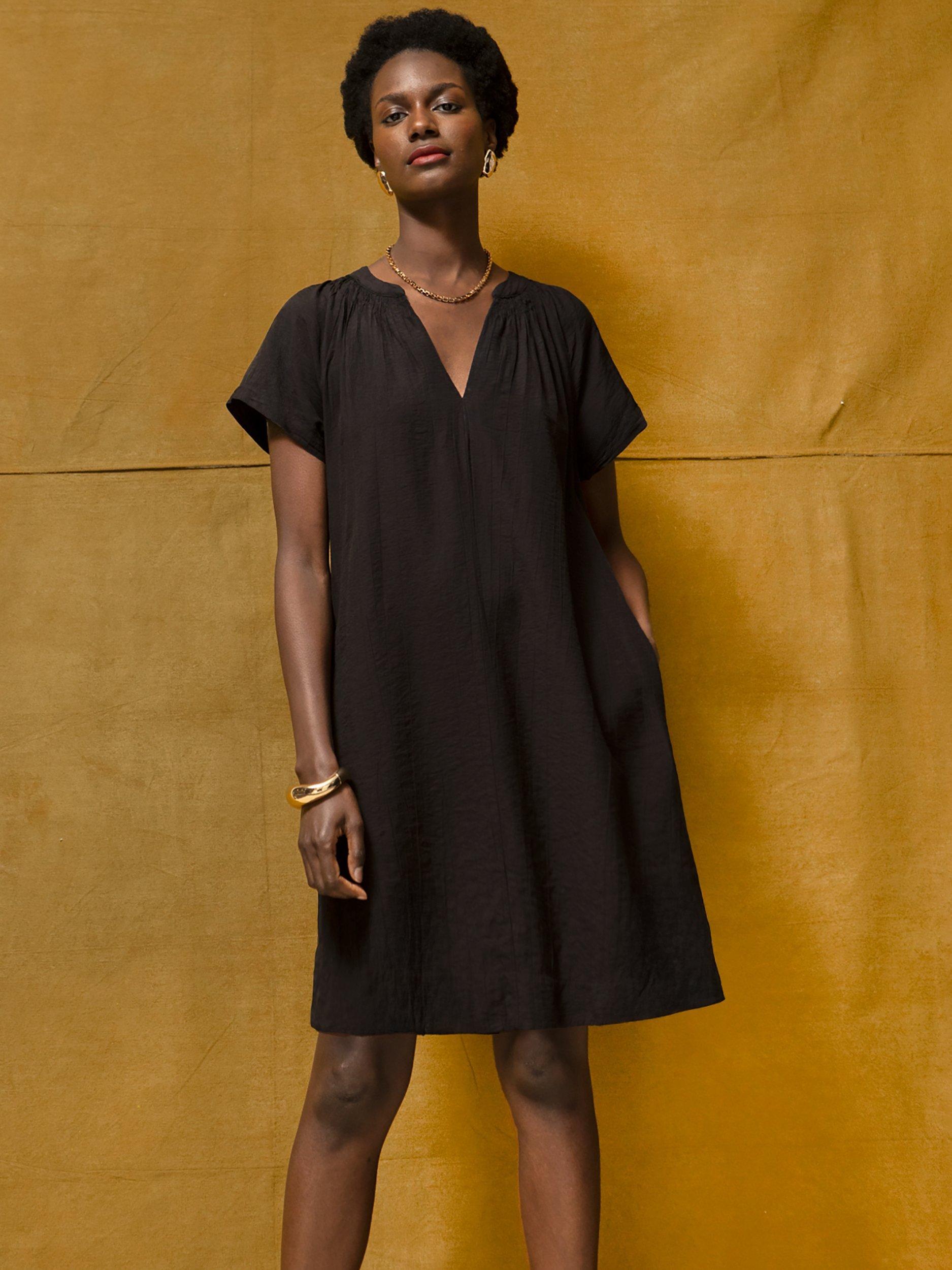 Product image 4 of 6, which shows Ro&Zo Gathered Neck Mini Dress, Black, 8