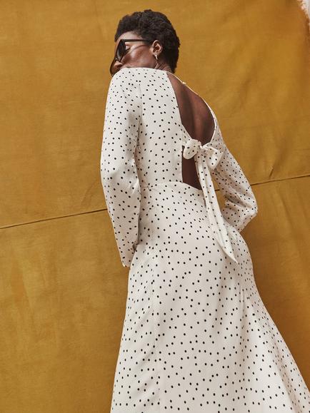 Ro&Zo Polka Dot Tie Back Dress, Black/Multi - view 2, Black/Multi
