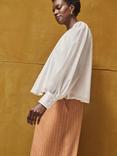 Ro&Zo Sheer Button Cuff Top, White