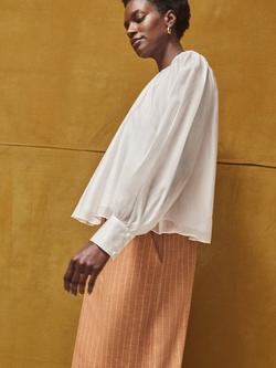 Ro&Zo Sheer Button Cuff Top, White - view 2, White