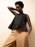 Ro&Zo Frill Hem Cotton Top, Black