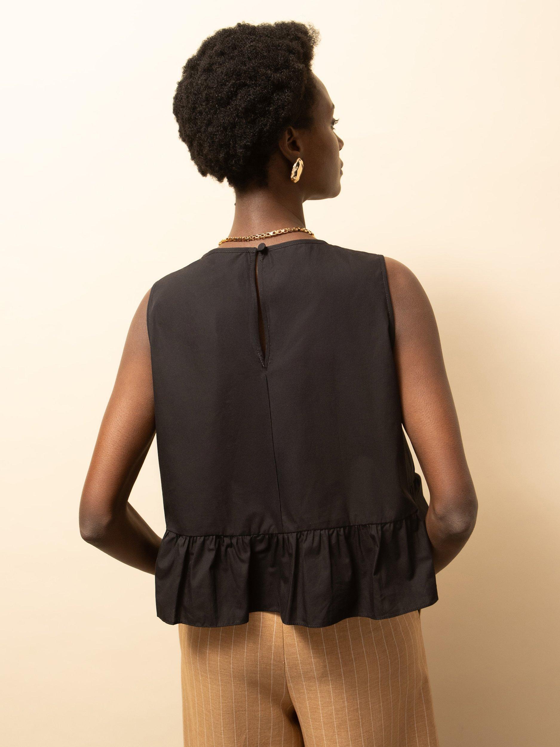 Product image 6 of 6, which shows Ro&Zo Frill Hem Sleeveless Top, Black, 6