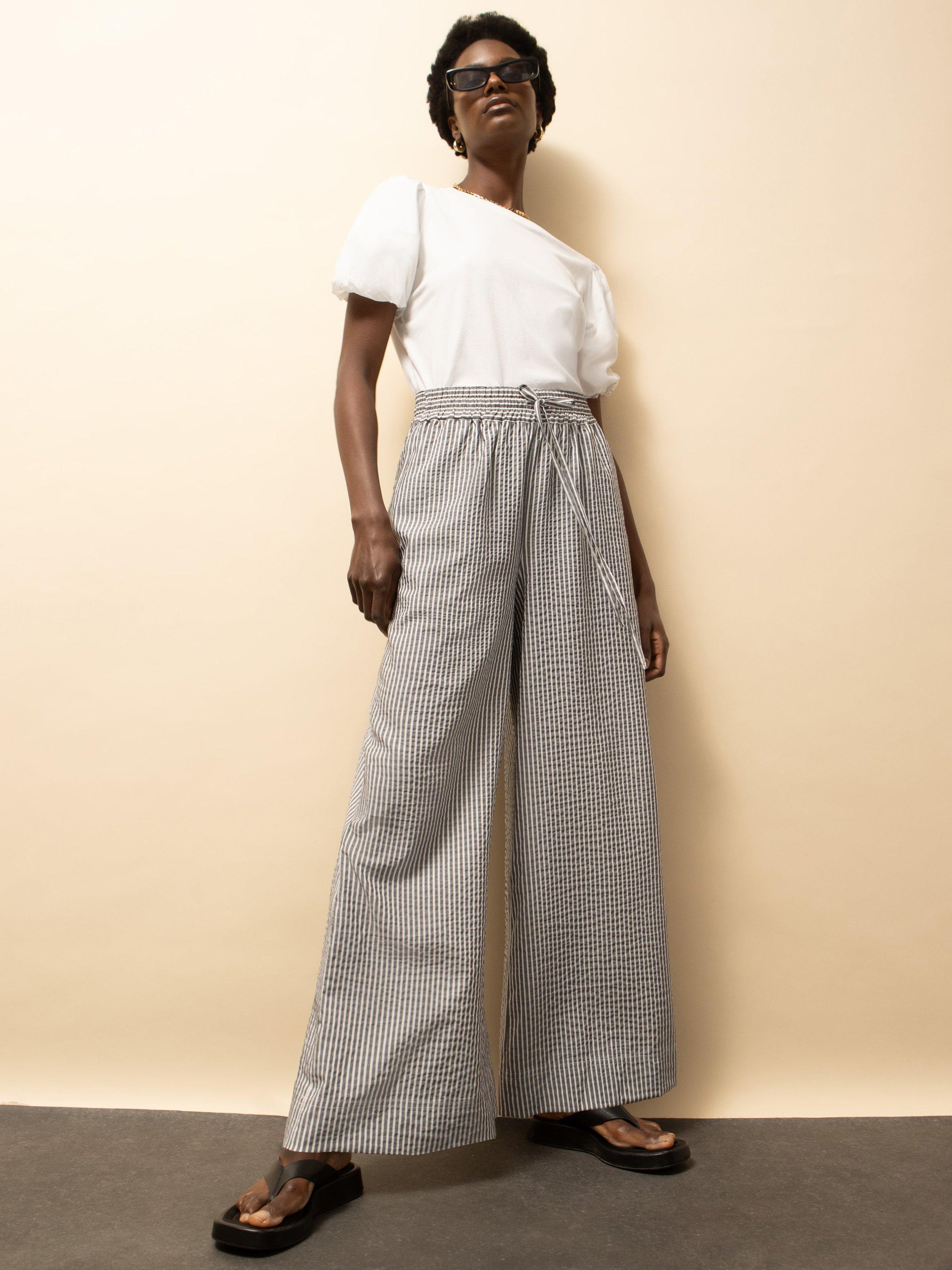 Product image 2 of 3, which shows Ro&Zo Striped Trousers, Black, 8