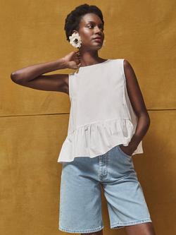 Ro&Zo Frill Hem Cotton Top, White