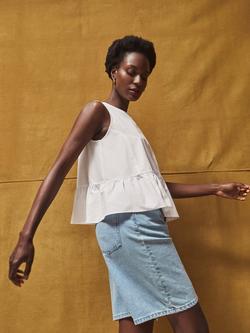 Ro&Zo Frill Hem Cotton Top - view 2, White