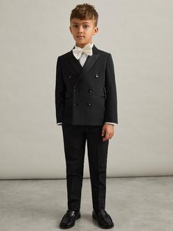 Reiss Kids' Wool Blend Double Breasted Blazer, Black, Black