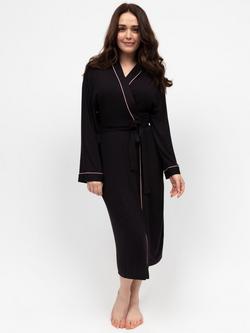 Cyberjammies Bonnie Jersey Midi Dressing Gown, Black