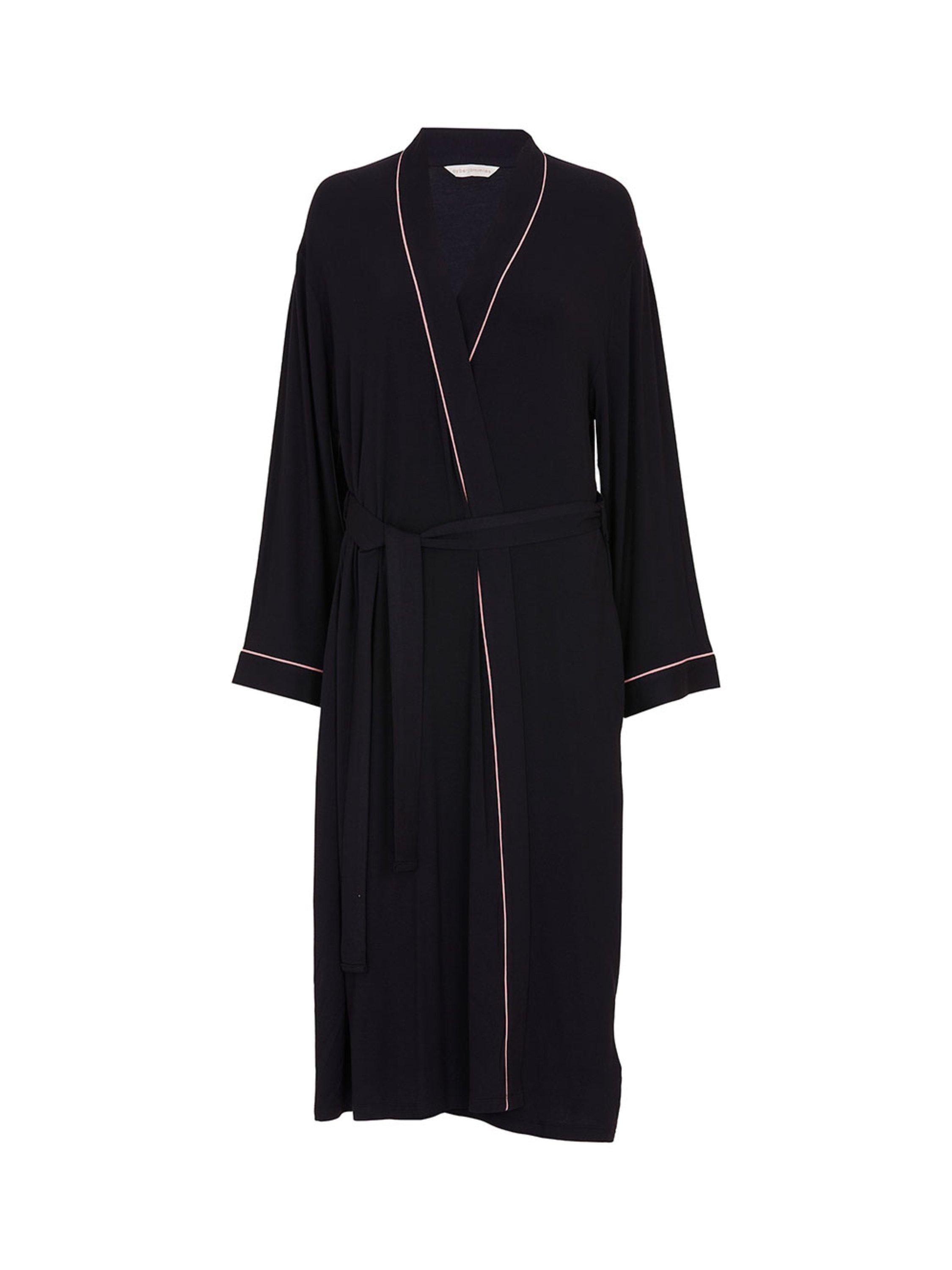 Product image 3 of 3, which shows Cyberjammies Bonnie Jersey Midi Dressing Gown, Black, 6