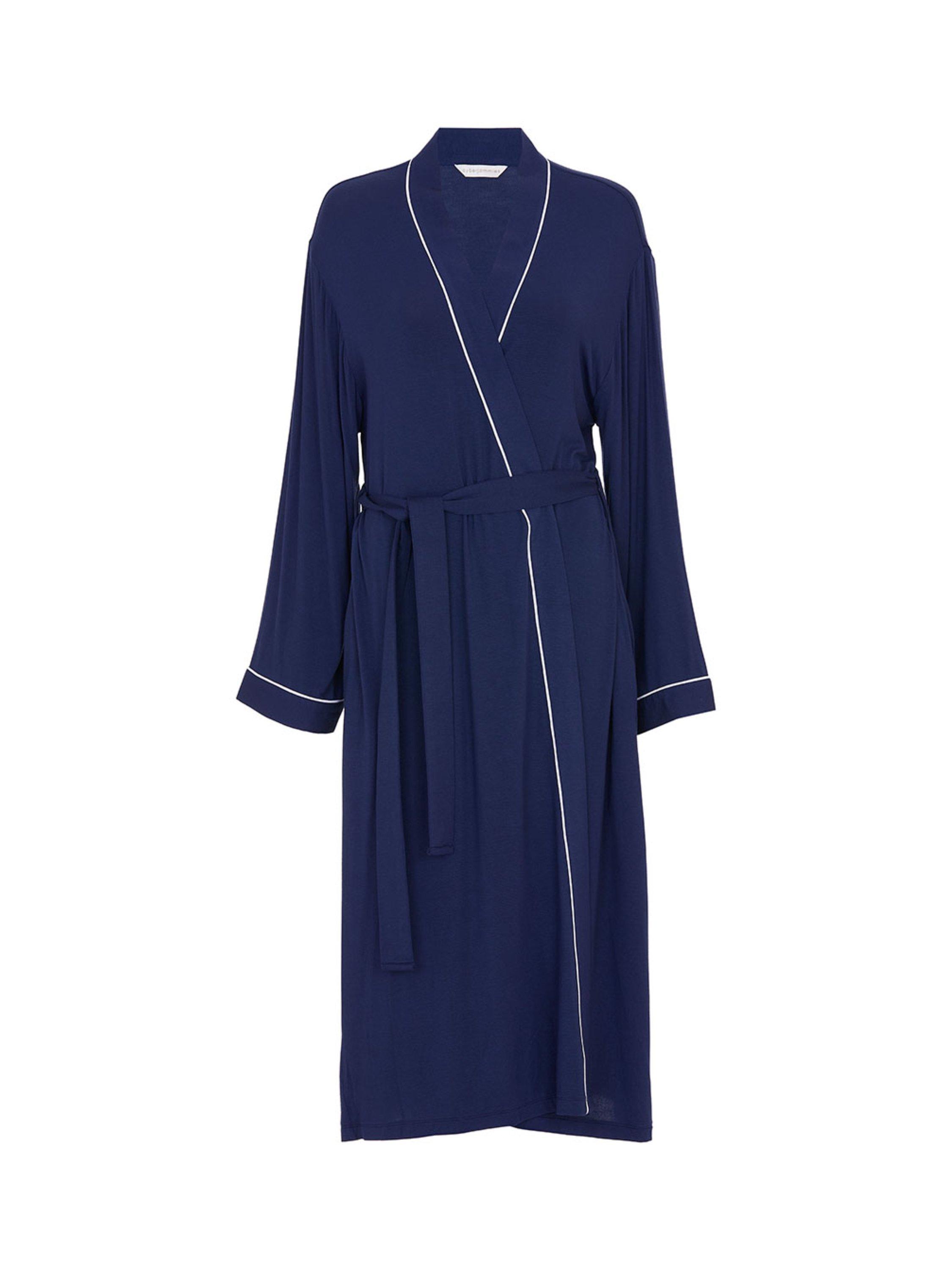 Product image 3 of 3, which shows Cyberjammies Bonnie Jersey Midi Dressing Gown, Navy, 6
