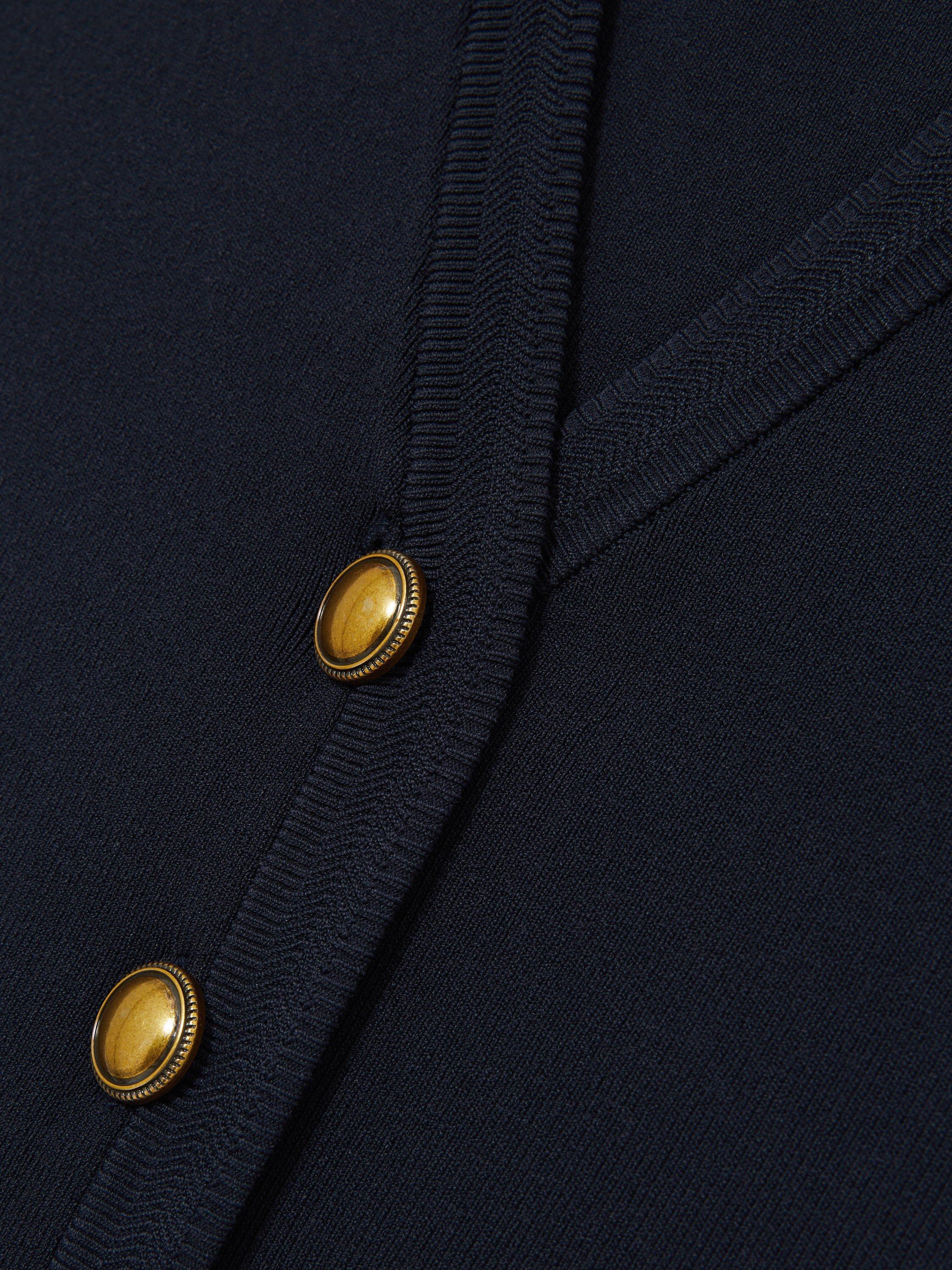 Product image 2 of 5, which shows Reiss Gaia Knitted Button Through Vest, Navy, XS