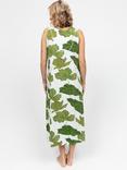 Cyberjammies Leaf Print Maxi Nightdress, Olive Green/White
