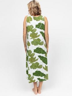 Cyberjammies Leaf Print Maxi Nightdress, Olive Green/White - view 2, Olive Green/White