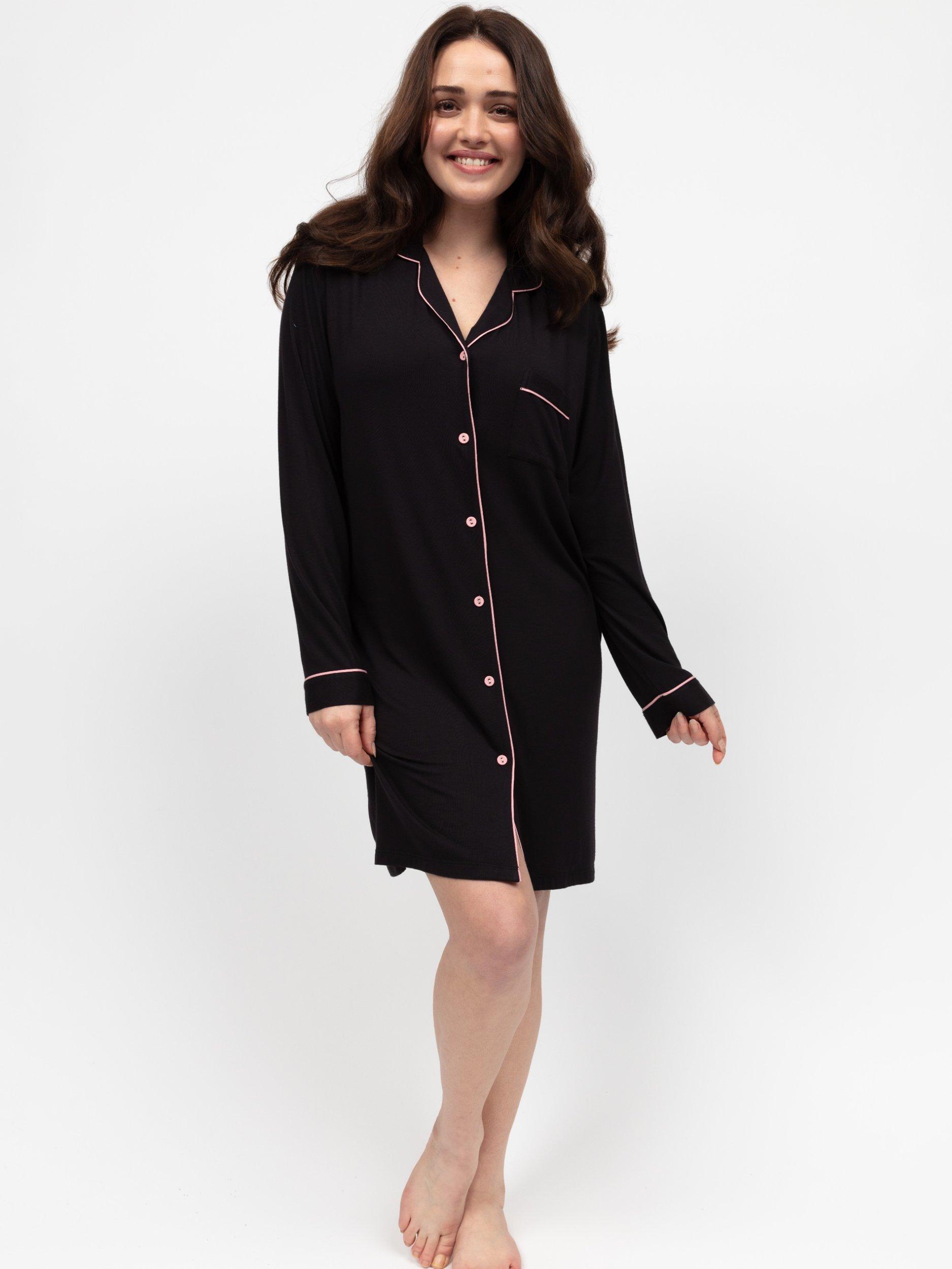 Product image 1 of 4, which shows Cyberjammies Bonnie Jersey Long Sleeve Nightshirt, Black, 6