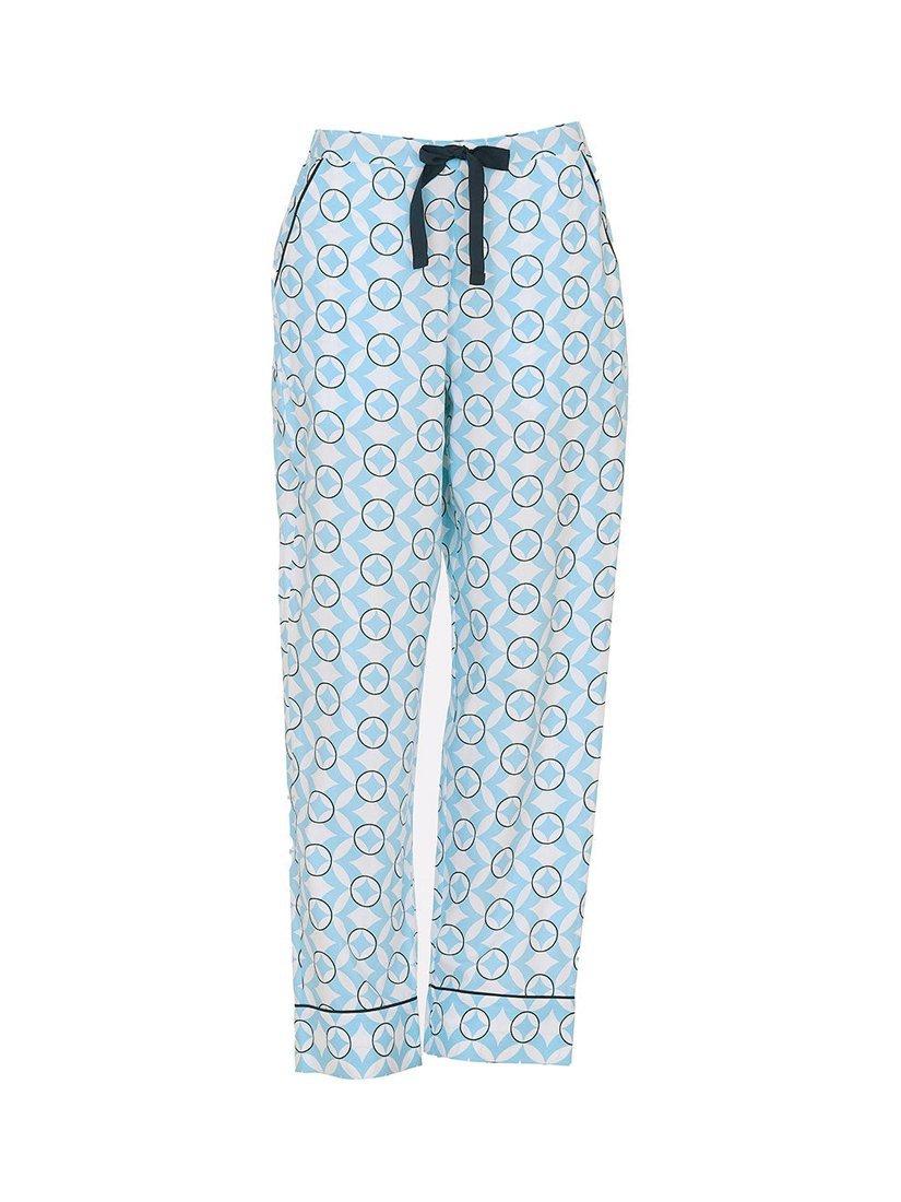 Product image 1 of 1, which shows Cyberjammies Geometric Print Cotton Blend Pyjama Bottoms, Light Blue, 6