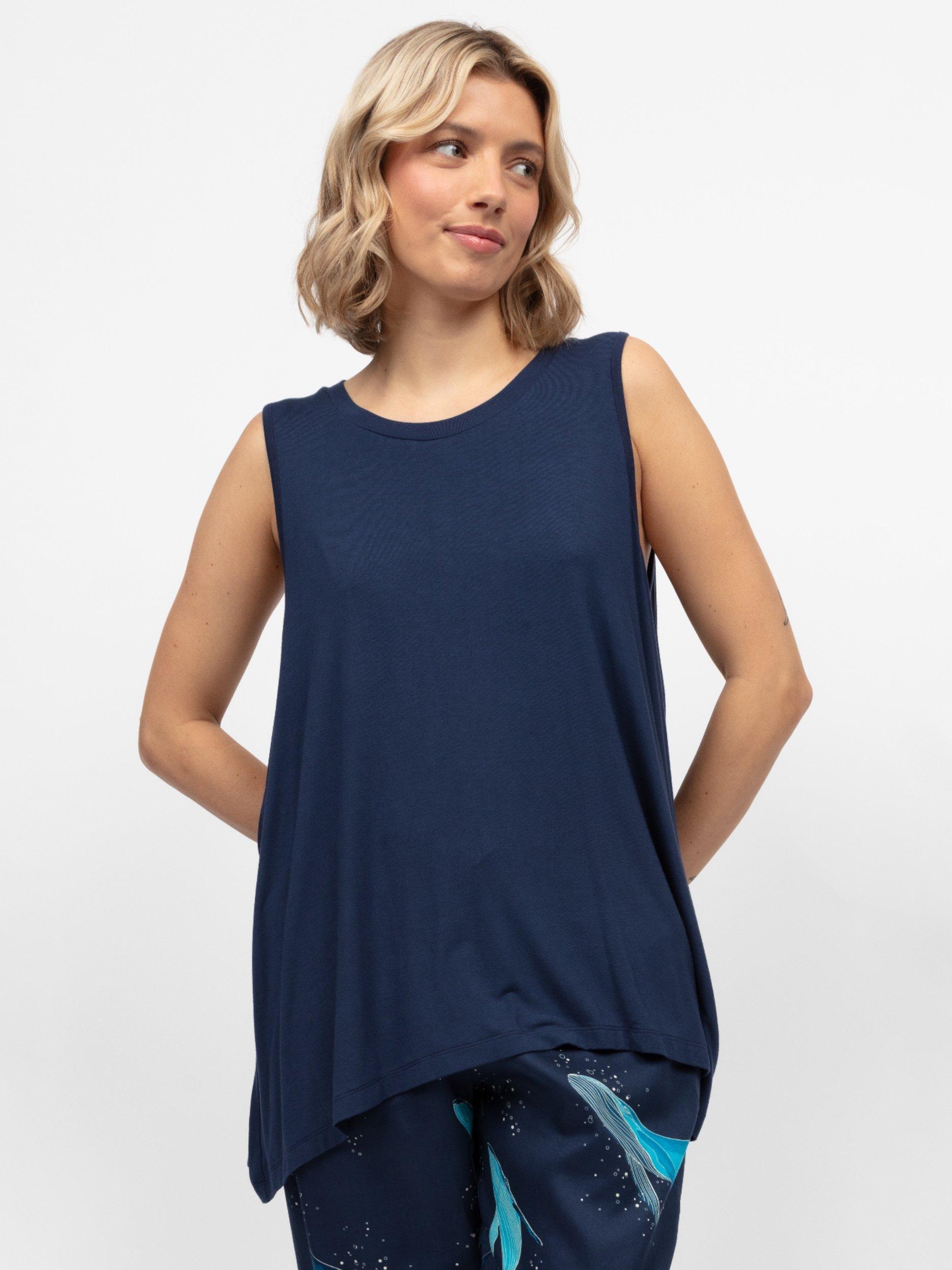 Product image 1 of 3, which shows Cyberjammies Marina Jersey Pyjama Vest Top, Navy, 6