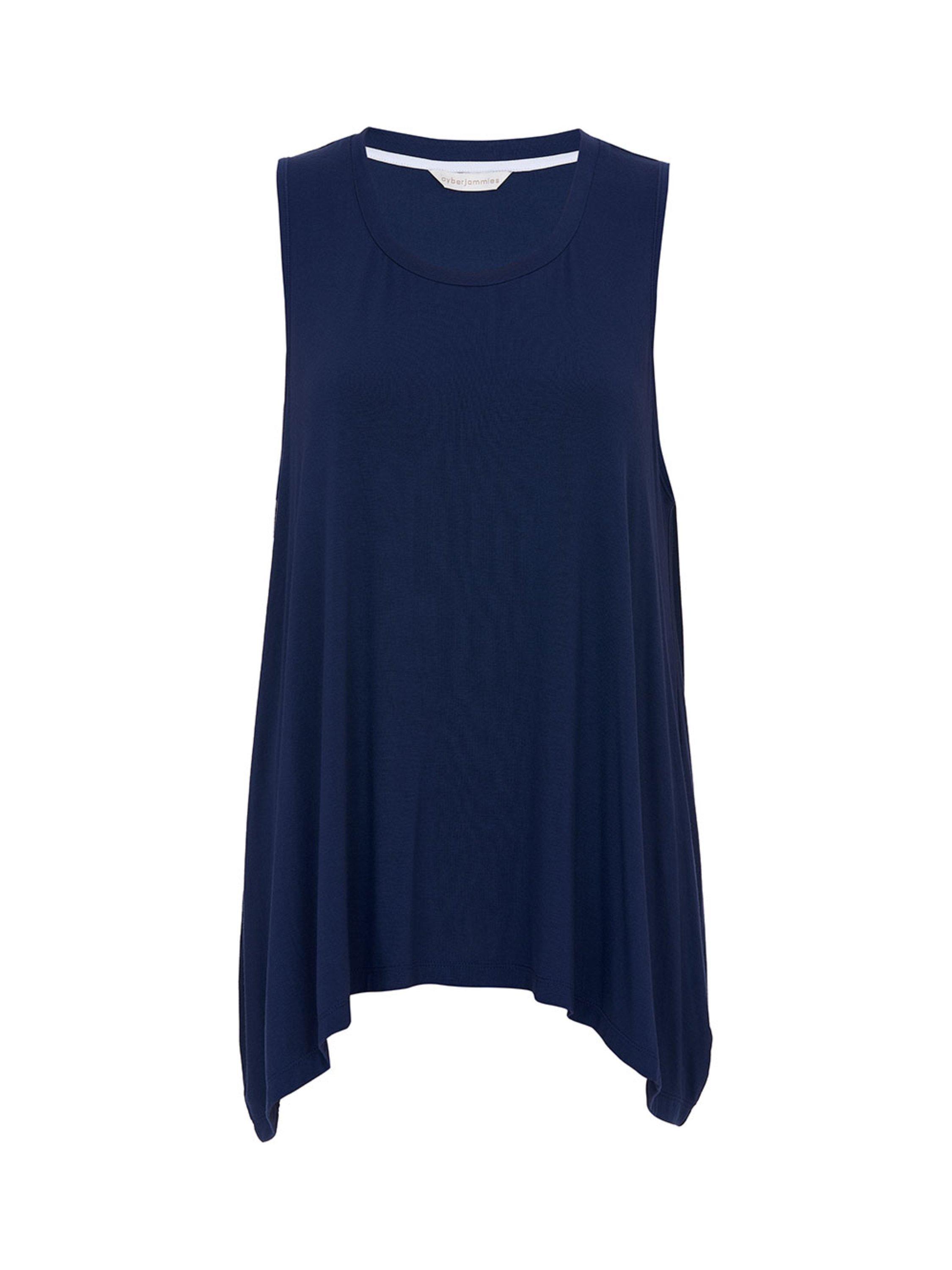 Product image 3 of 3, which shows Cyberjammies Marina Jersey Pyjama Vest Top, Navy, 6