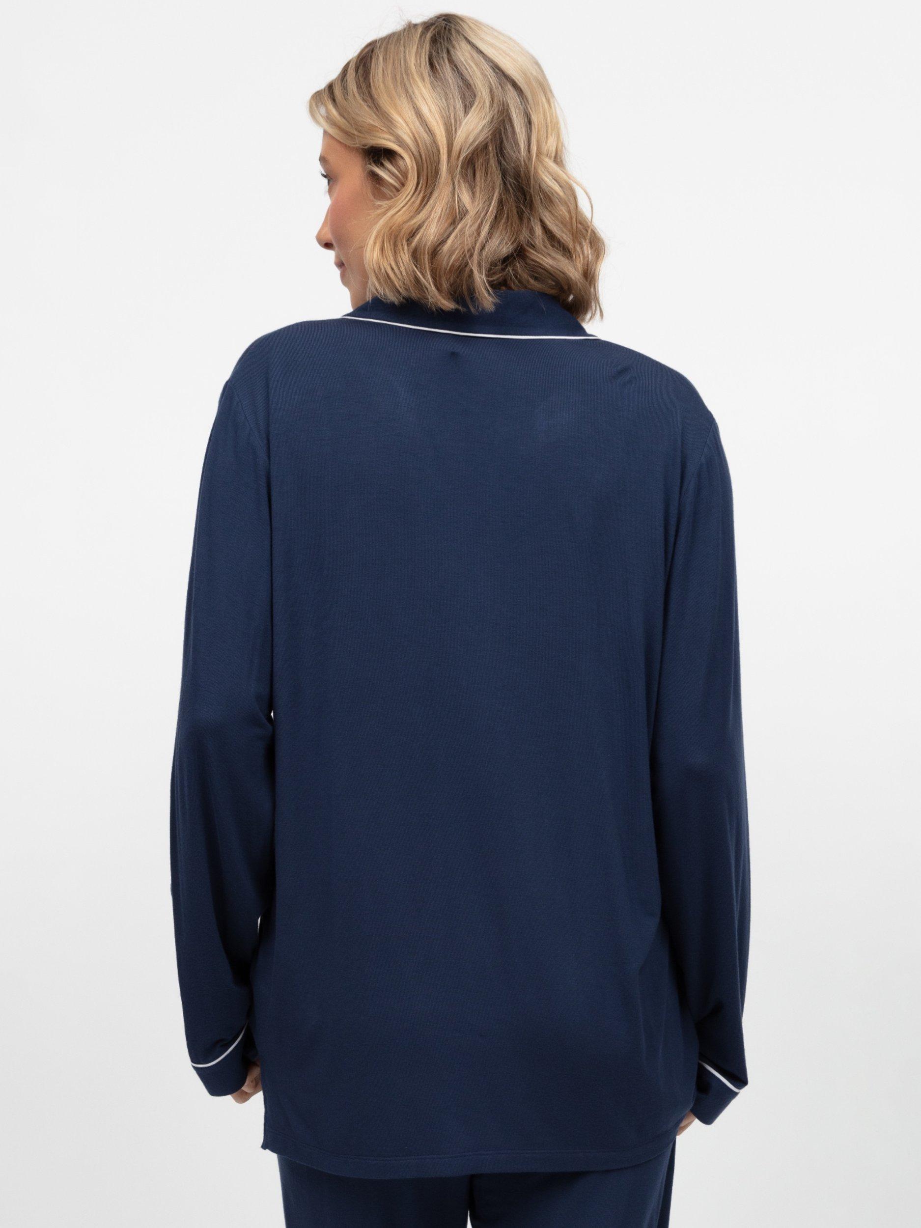 Product image 2 of 4, which shows Cyberjammies Marina Jersey Long Sleeve Pyjama Top, Navy, 6